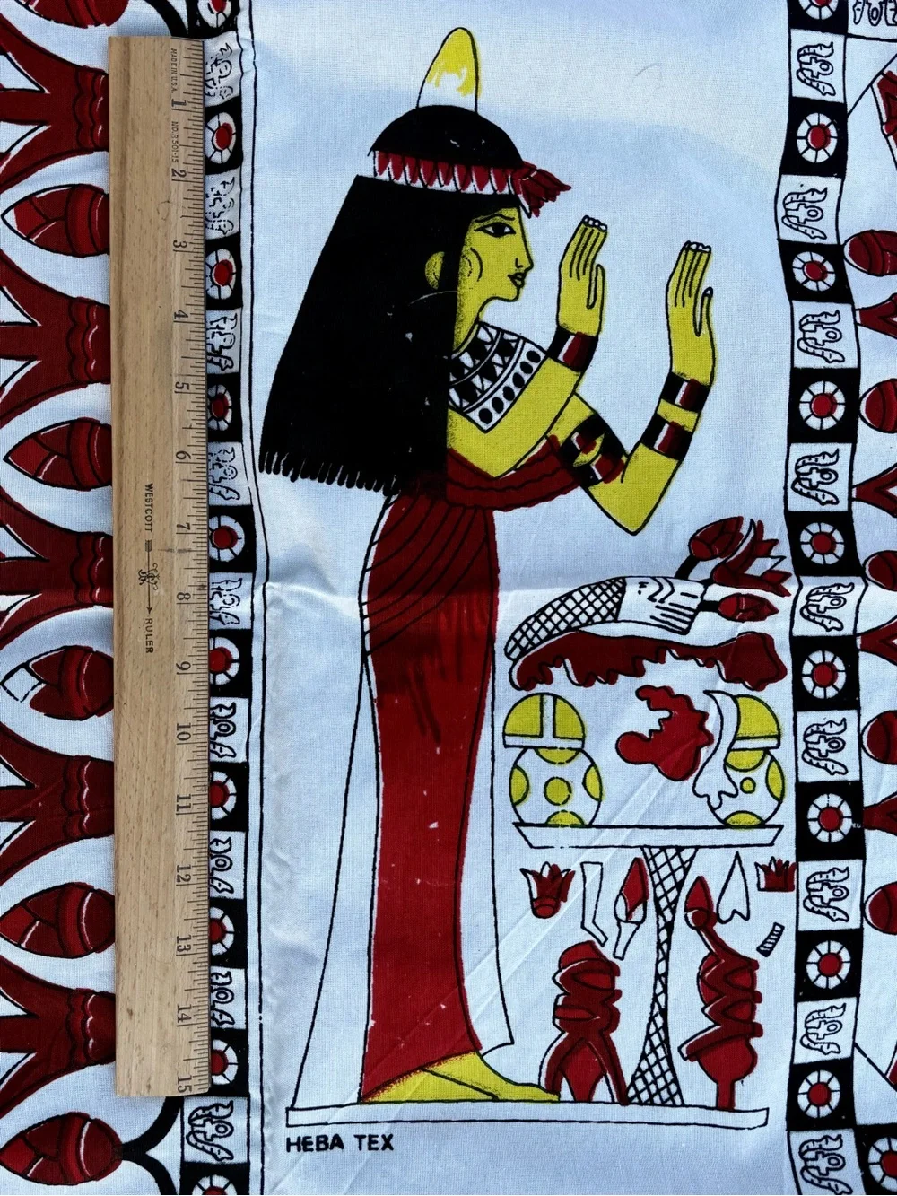 Egyptian Motif Cotton Dinner Napkins and Tablecloth